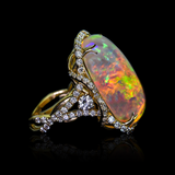 <span class="subtitlerp">Treasured Opals Collection</span><br /><br />14.27ct Opal and Diamond Ring Set in 18k Yellow Gold