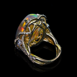 <span class="subtitlerp">Treasured Opals Collection</span><br /><br />14.27ct Opal and Diamond Ring Set in 18k Yellow Gold