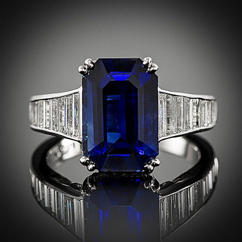 <span class="subtitlerp">Old Fashioned Romance  Collection</span><br /><br />Platinum Sapphire & Diamond Ring