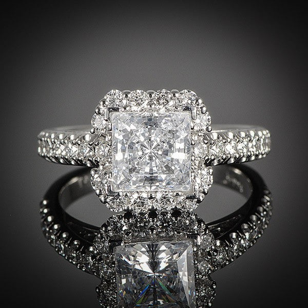 <span class="subtitlerp">New Vintage Collection</span><br /><br />Platinum .76ctw Halo Diamond Engagement Ring Setting