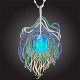 <span class="subtitlerp">Treasured Opals Collection</span><br /><br />Peacock Feather Inspired Pendant Featuring a 7.78ct Boulder Opal